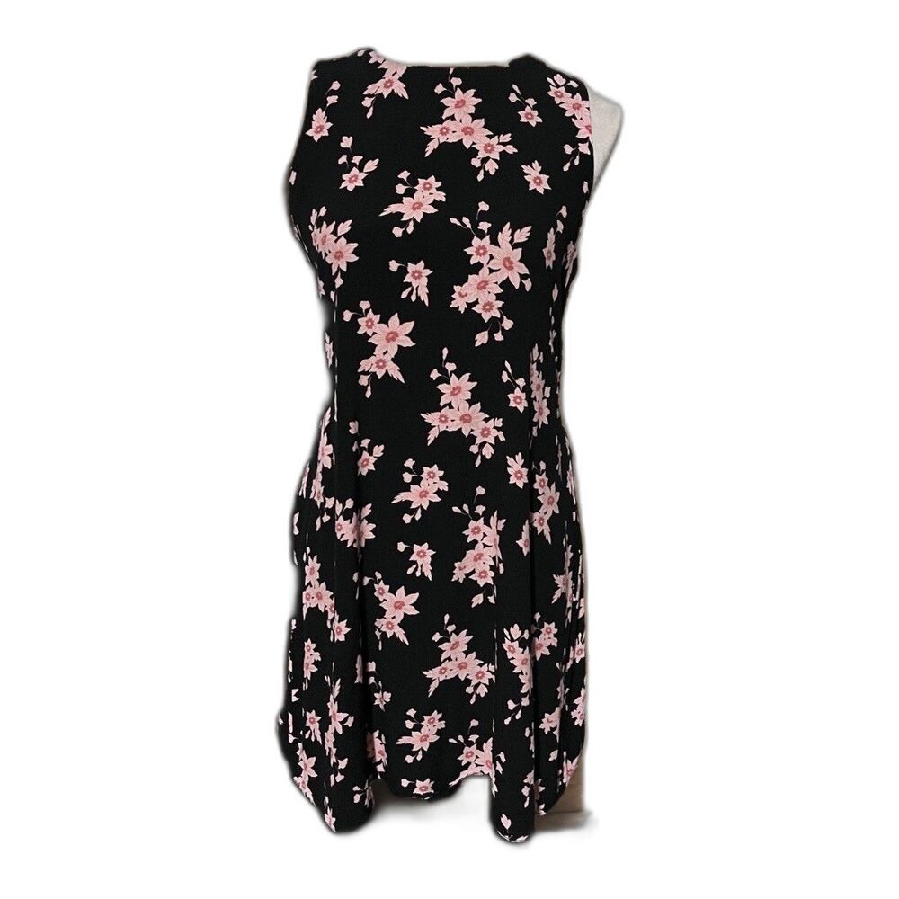 Loft Womens Fit Flair Dress Small Elastic Back Waist Tie Floral Sleeveless Small